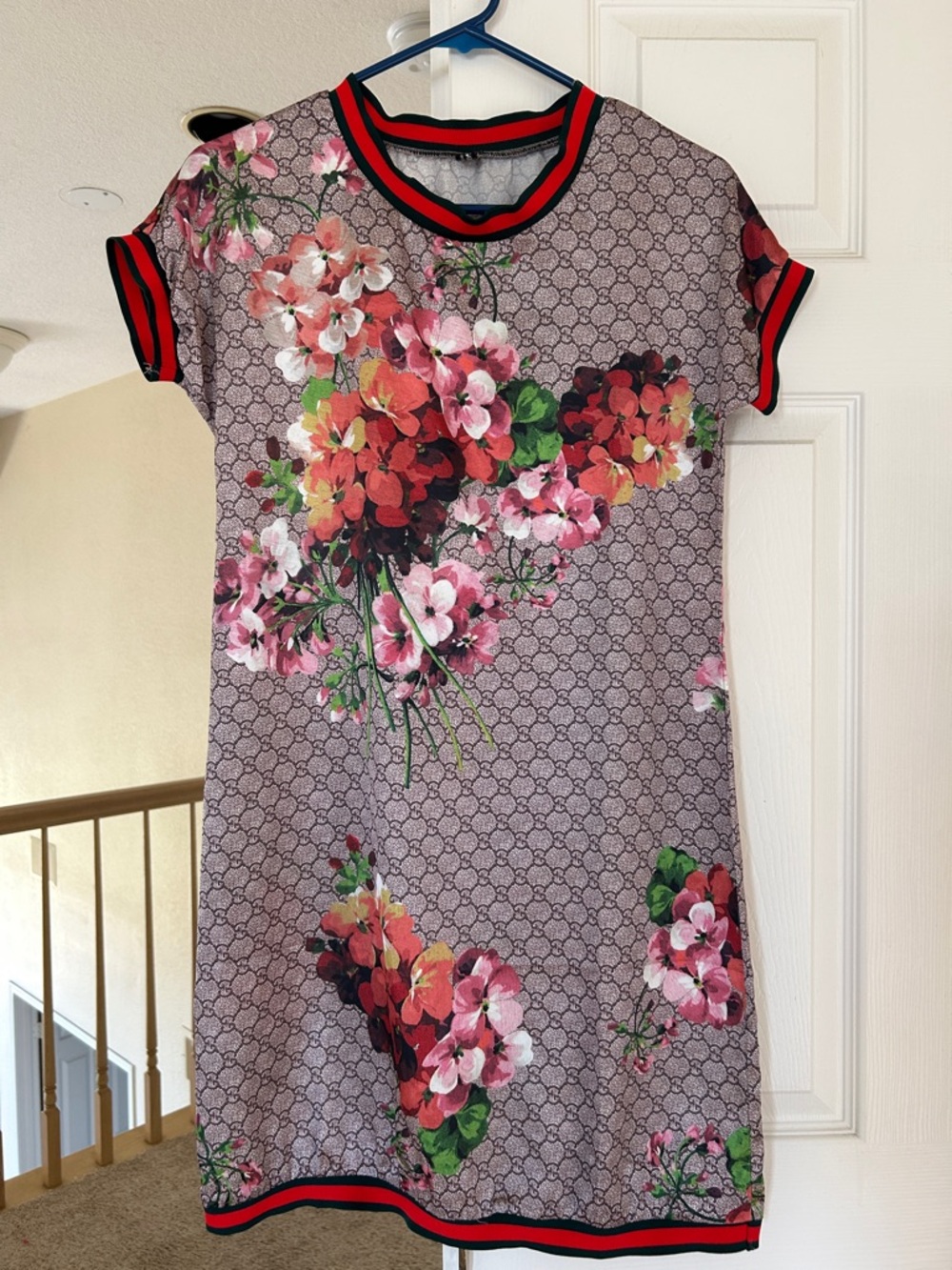 Dolce & Gabbana Green and Red Striped Trim Knit dress